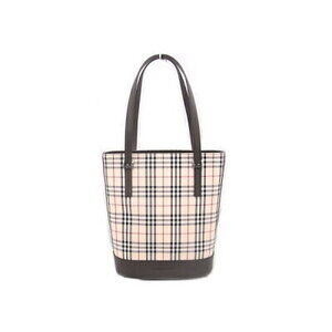 Burberry Bucket Tote Bag Check Shoulder Canvas Leather